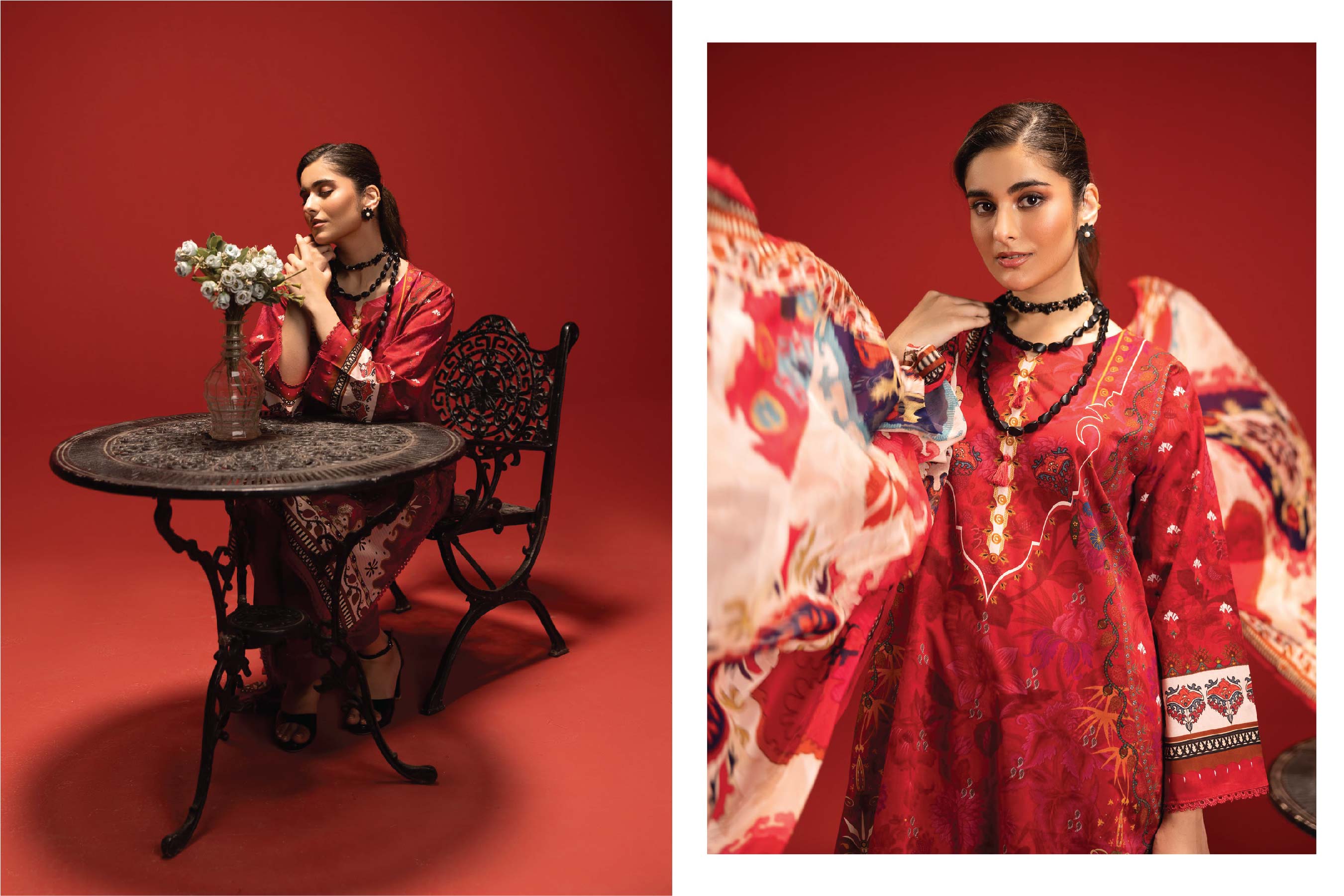 Crimson Heritage Lawn Suit – Luxury Unstitched 3-Piece with Bamber Dupatta (Summer ’25)