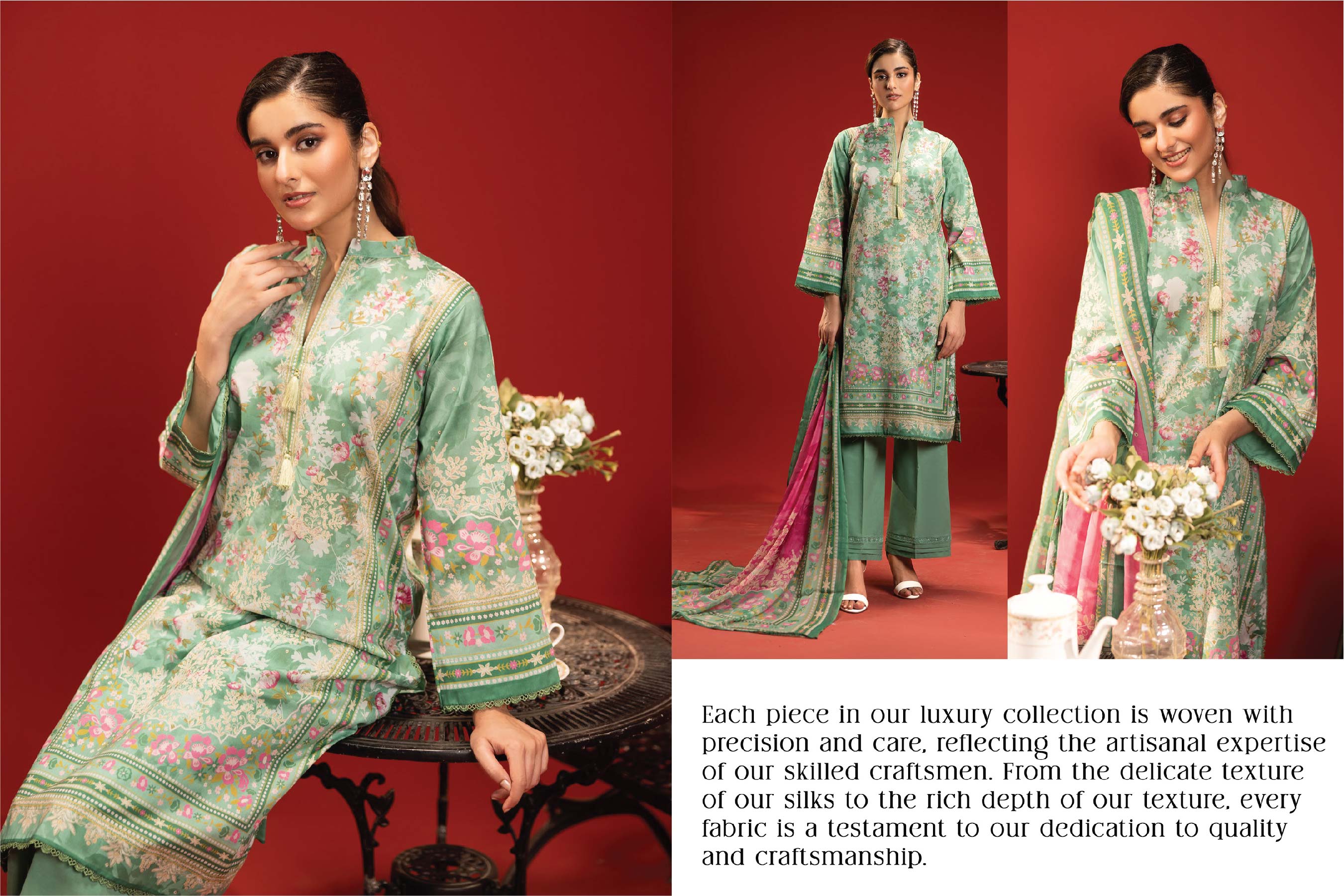 Botanical Bloom – Premium Unstitched 3-Piece Lawn Suit with Printed Bamber Dupatta (Summer ’25)